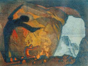 N. Roerich. Conjuration of Fire. Sketch.